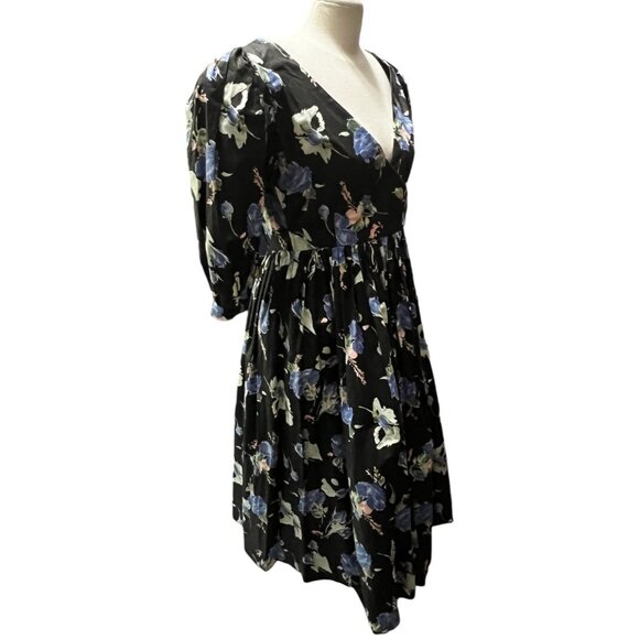 Vintage Handmade Eighties Cottage Core V Neck Balloon Sleeve Dress Sz Large Wome - Picture 14 of 16